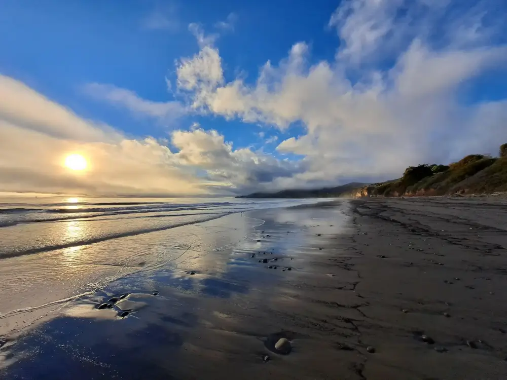 wide beach at sunset in El Capitan State Beach