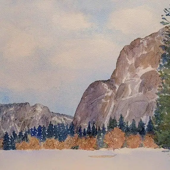 studio original watercolor painting from Yosemite camp