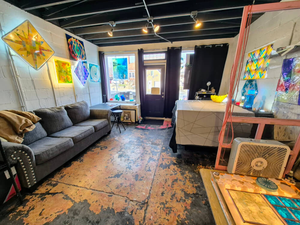 interior photo of art studio at 5069 Leavenworth St.